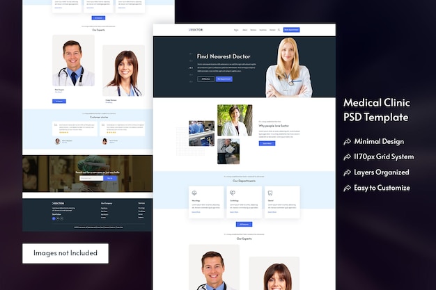 PSD modern doctor appointment landing page design