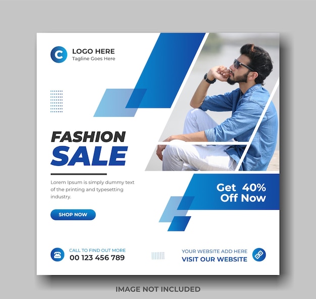 Modern dynamic fashion sale social media posts and web banner template