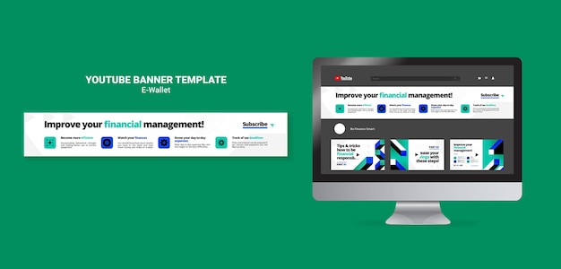 PSD Современный шаблон баннера youtube для электронного кошелька