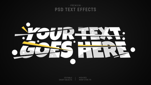 PSD moderno effetto di testo affettato modificabile