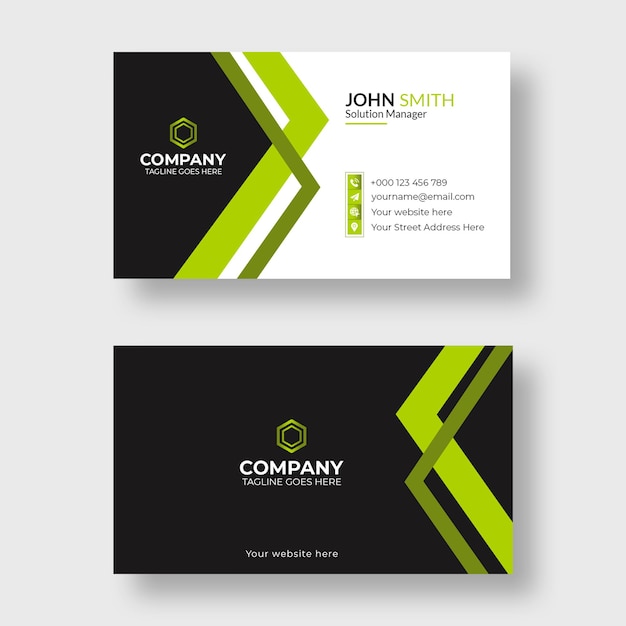 PSD modern elegant black and green business card template