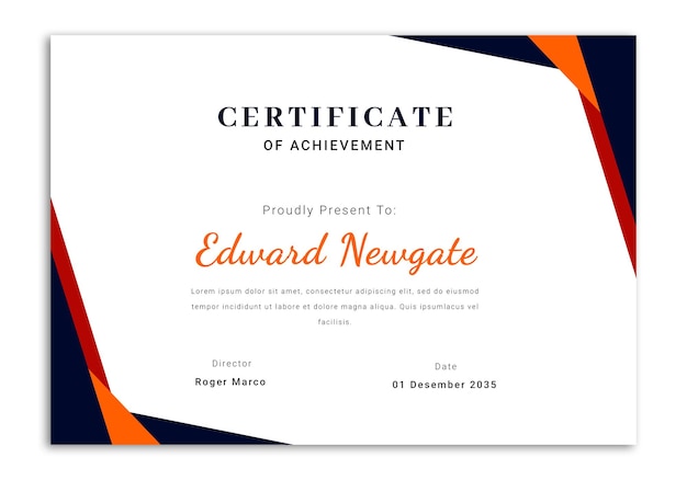 PSD modern elegant certificate design template