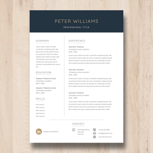 PSD modern and elegant curriculum vitae template or resume