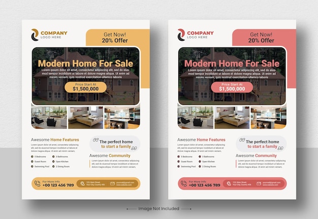 PSD modern elegant huis te koop onroerend goed flyer sjabloon brochure voorbladsjabloon