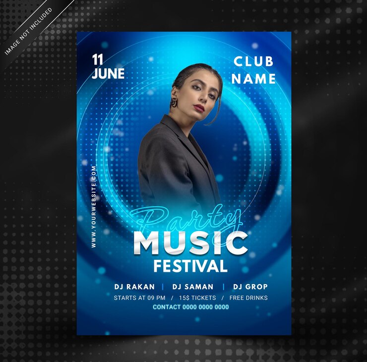 Modern elegant music festival poster template. PSD Template