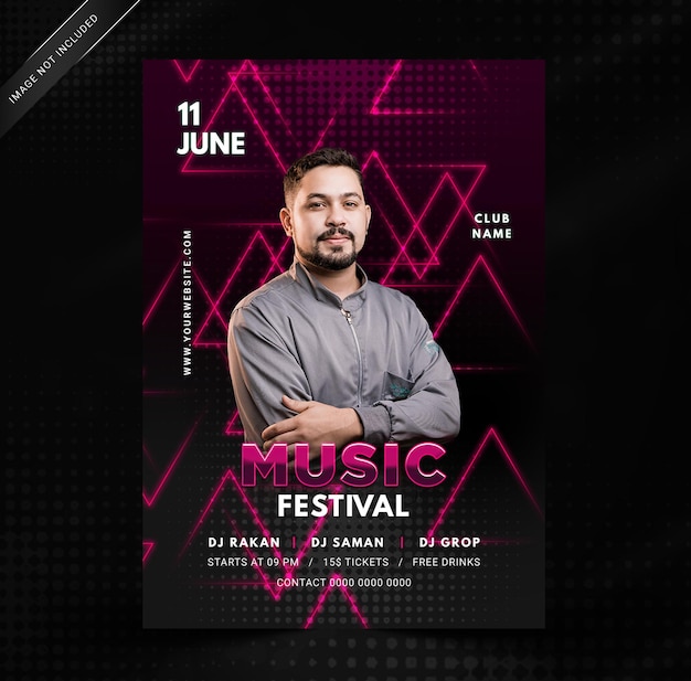 Modern elegant music festival poster template. psd template