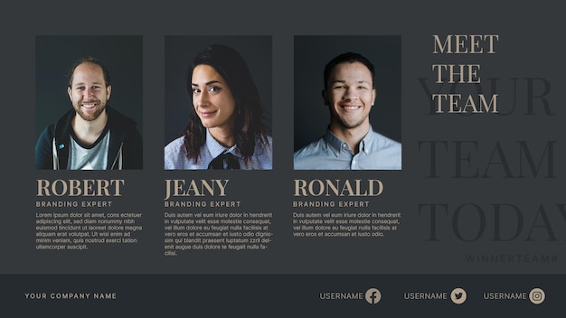 PSD modern elegant team member presentation template