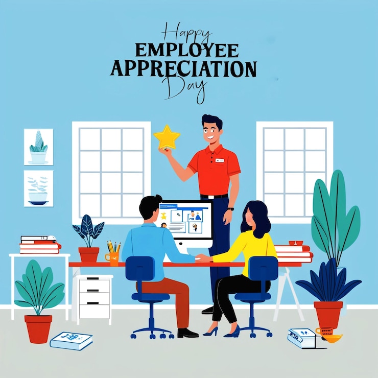 PSD modern employee appreciation day poster design