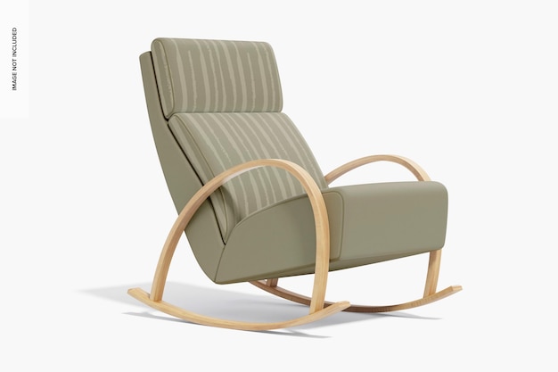 PSD modern fabric rocking chair mockup, left view