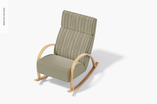 PSD modern fabric rocking chair mockup, perspective