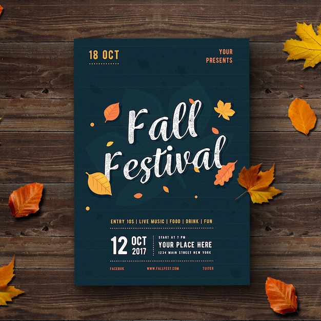 PSD modern fall festival event flyer