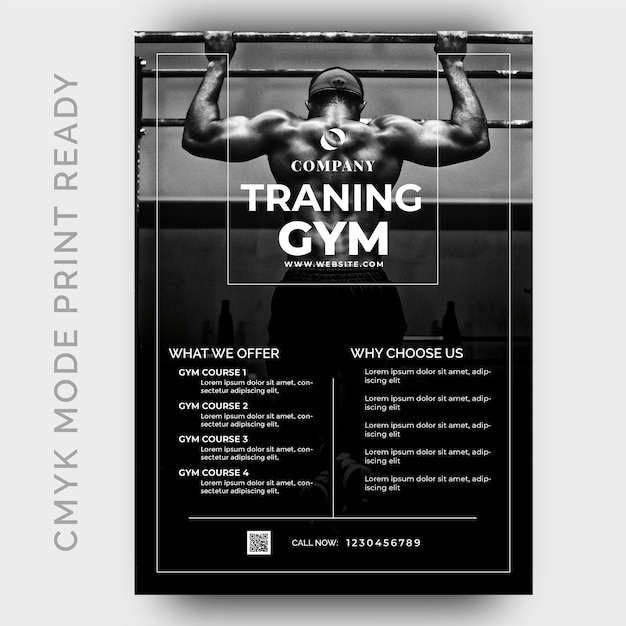Modern fitness gym flyer design template