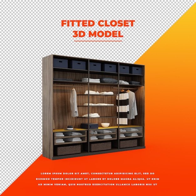 PSD 3d модель современного встроенного шкафа