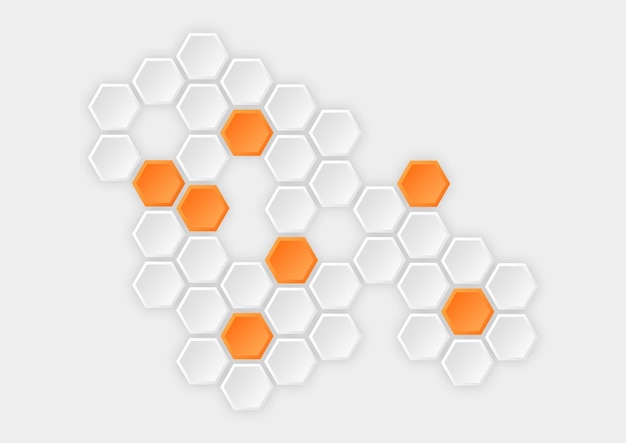 modern flat hexagonal background with orange gradient