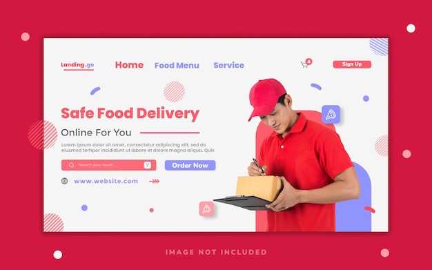 PSD modern food delivery web landing page design