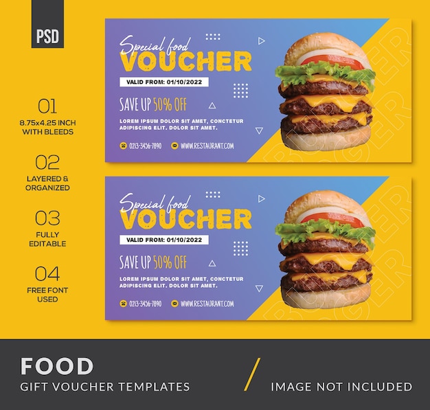 PSD modern food gift voucher templates