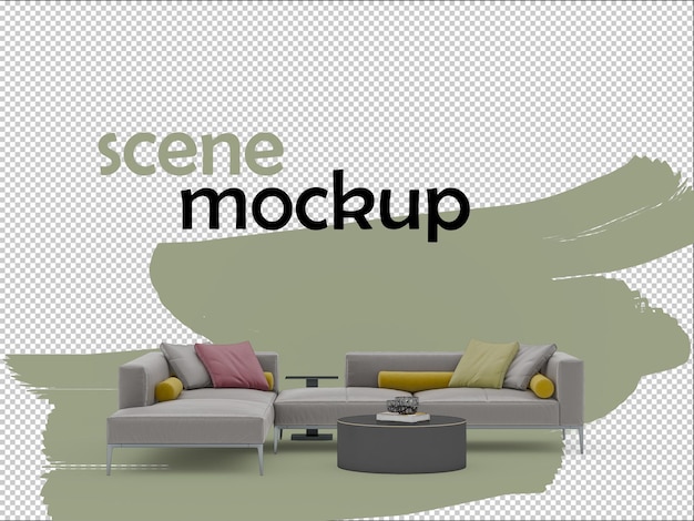 Mockup 3d di mobili moderni