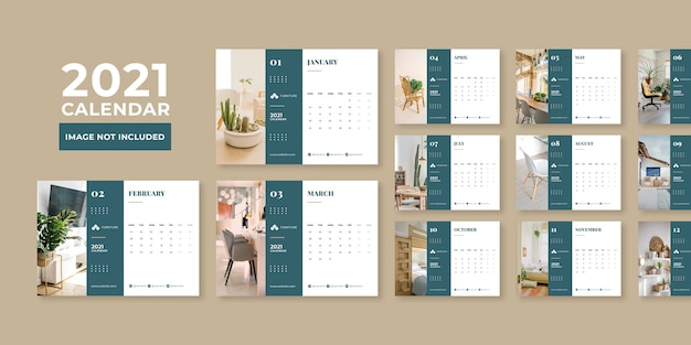 PSD modern furniture concept desk calendar design template