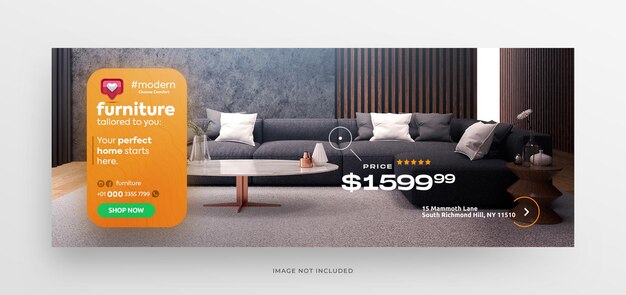 PSD modern furniture facebook cover or social media web banner template