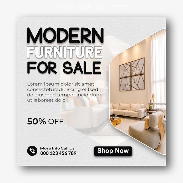 PSD Современная мебель для продажи дома в социальных сетях и шаблон поста в instagram