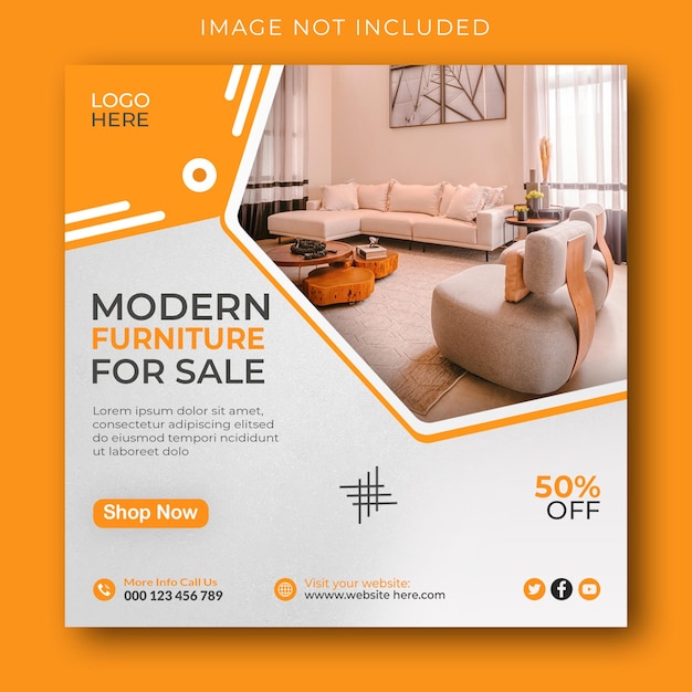 Modern furniture home sale social media and instagram post template