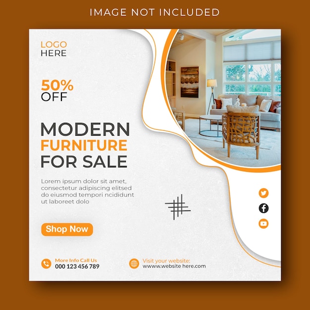 Modello di post sui social media e su instagram per la vendita di mobili moderni per la casa