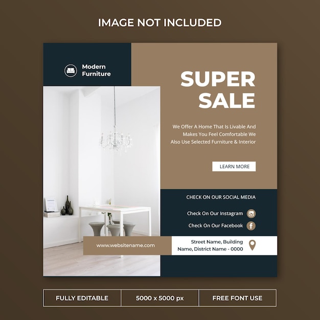 PSD modern furniture instagram post social media template