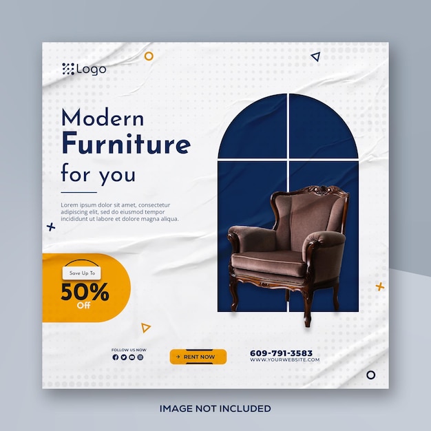 PSD modern furniture psd square social media banner or post