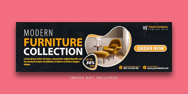 Modern furniture sale advertising social media banner template