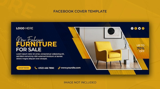 Modern furniture sale horizontal banner or facebook cover photo psd template