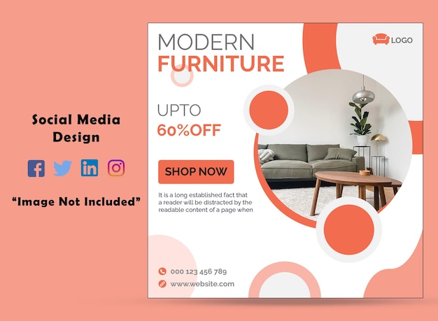 PSD Современная продажа мебели дизайн баннера в социальных сетях и шаблон поста в instagram