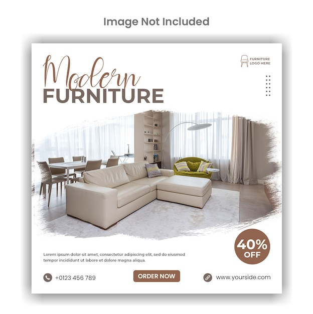 PSD modern furniture sale social media or instagram post template design