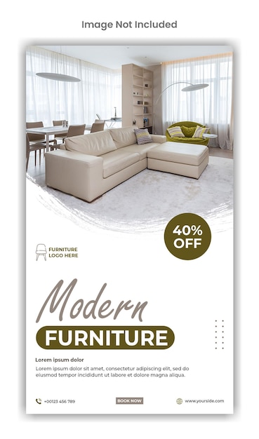 PSD modern furniture sale social media instagram story template design