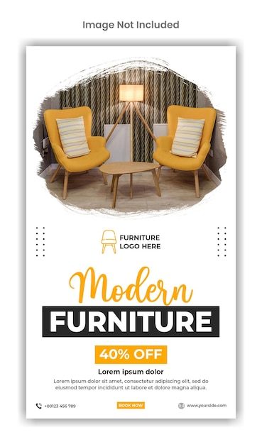 PSD modern furniture sale social media instagram story template design