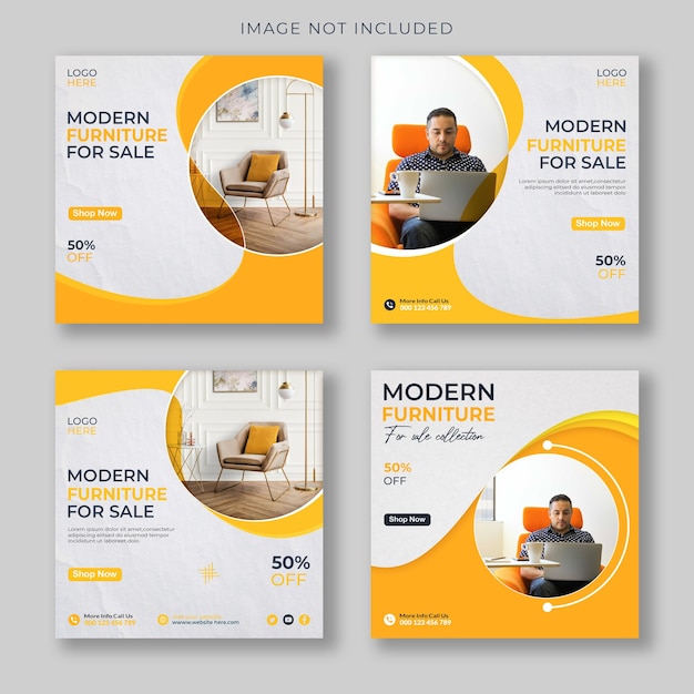 modern furniture sale social media post and Instagram post template