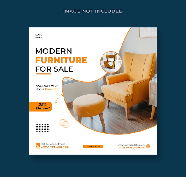 Modern furniture sale social media post banner