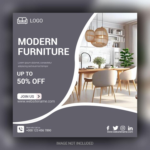 Modern furniture for sale social media post design