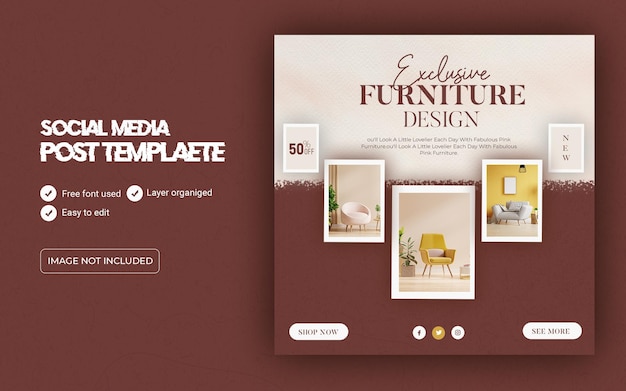 Modern furniture sale social media post template