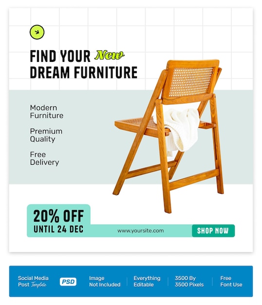 PSD modern furniture sale template design