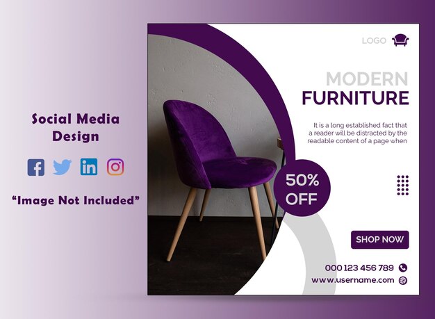 PSD modern furniture social media design en instagram post template