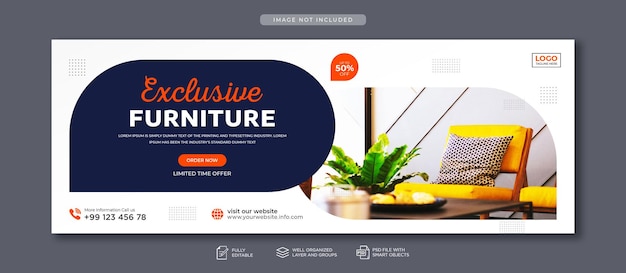 Modern furniture social media facebook cover and web banner template