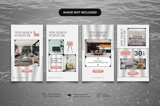 PSD collezione di storie di instagram di social media di mobili moderni