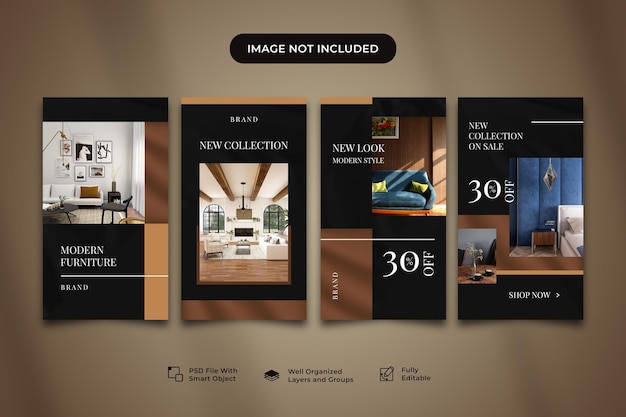 PSD collezione di storie di instagram di social media di mobili moderni