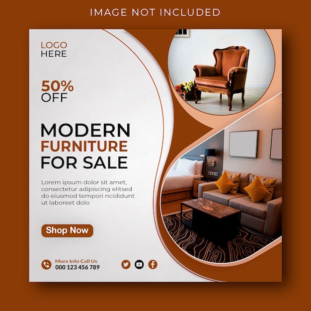 modern furniture social media post and Instagram template