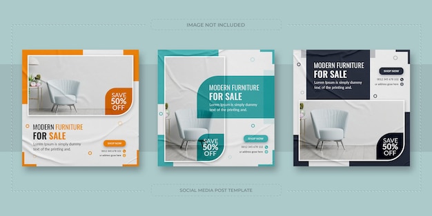 Modern furniture social media post template design