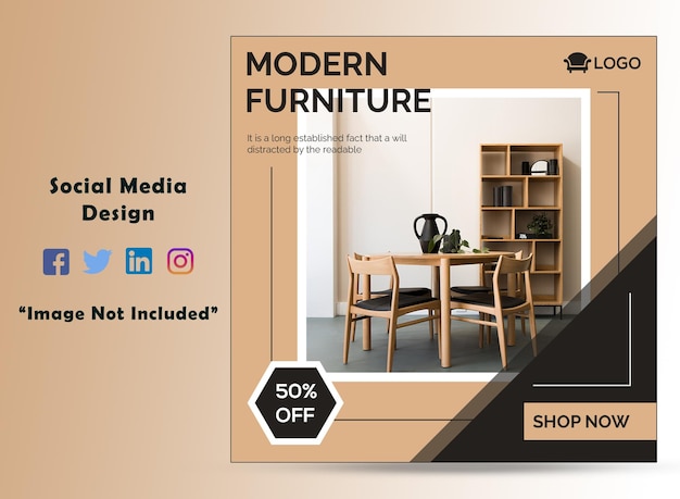 PSD modern furniture social media sale banner design and instagram post template