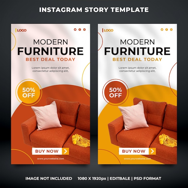 PSD modern furniture template social media story design