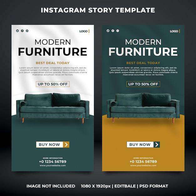 PSD modern furniture template social media story design