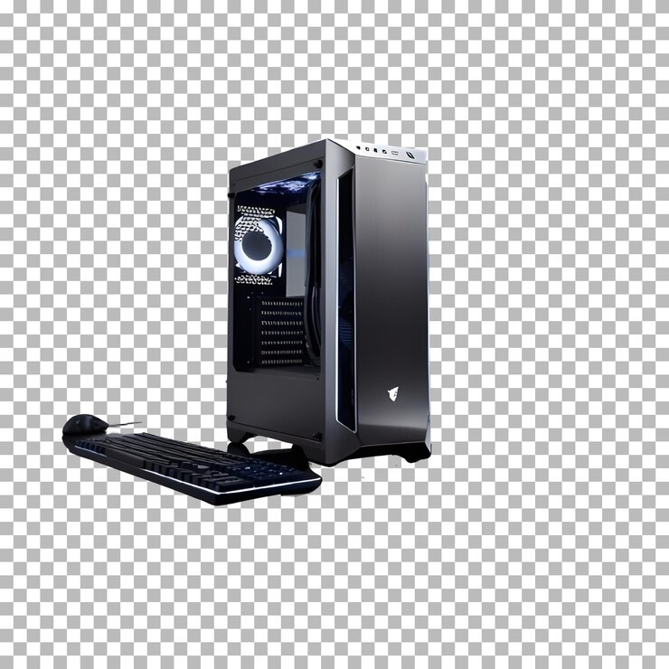 PSD modern gaming pc or standalone pc on transparent background
