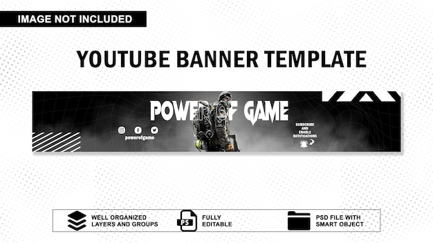 PSD modern gaming youtube banner template